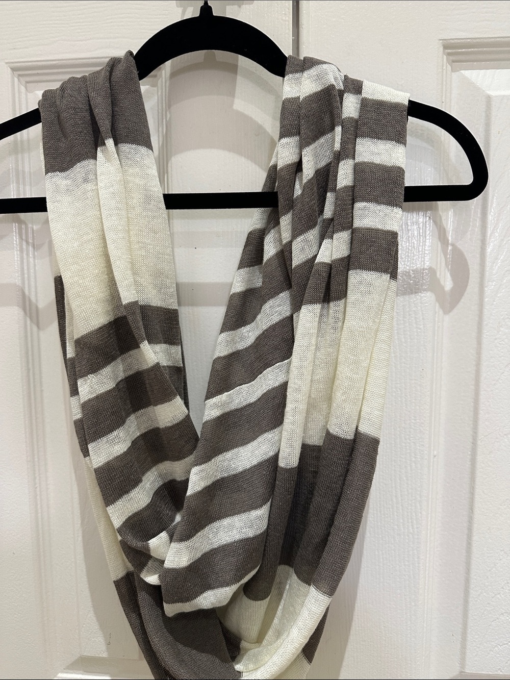 Vince Infinity Cream and Gray (Taupe) Striped Lightweight Wrap Scarf - Picture 2 of 4